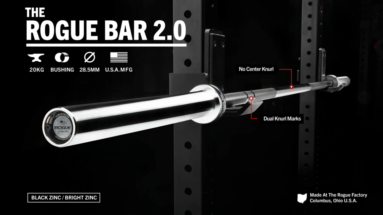 Rogue Fitness The Rogue Bar 2.0 - Black Zinc